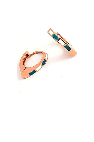 Mine Işçiliği Gümüş Rose Üçgen Halka Küpe 1 Cm Çap