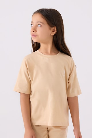 U.S. Polo Assn. Kız Çocuk Krem Bermuda Takım Us1848-c-v57 KREM