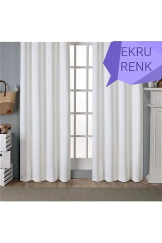 Ekru Renk Güneşlik Perde Saten Güneşlik Özel Dikim En & Boy Bol Seçenek Beyaz