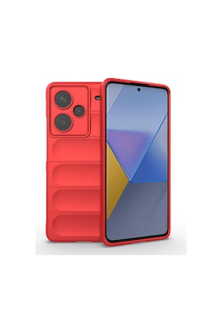 Xiaomi Redmi Note 13 Pro Plus 5g Kılıf Kamera Korumalı Esnek Silikon Parmak Şeritli Hesaplı Dünya Kırmızı