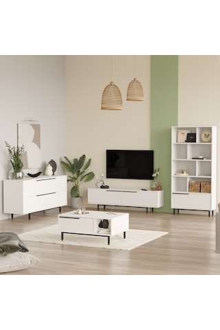 Robin Home Lidya Tv Ünitesi + Orta Sehpa + Konsol + Kitaplık 4'lü Set B