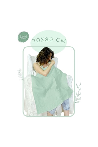 4 Katlı Müslin Bebek Emzirme Önlüğü Iç Göstermez Pamuk Mint Yeşili