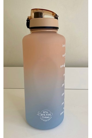 Shop-Set 2000 Ml Tritan Motivasyonlu Su Matarası Süzgeçli Somon Açık Mavi