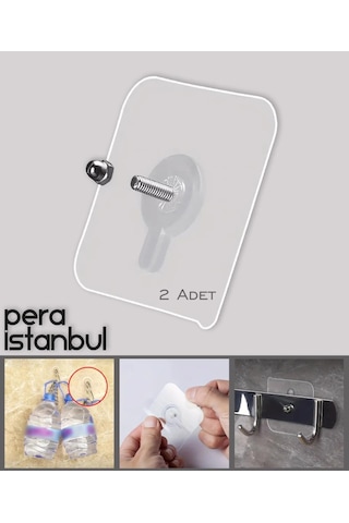 2 Adet Süper Güçlü Şeffaf Vidalı Çerçeve Askısı Resim Kancası Kendinden Yapışkanlı Şeffaf Yapışkan