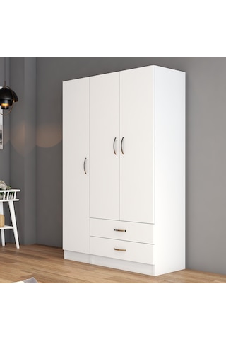 tanmob 3 Kapılı Iki Çekmeceli Geniş Gardrop Beyaz - Grd0501