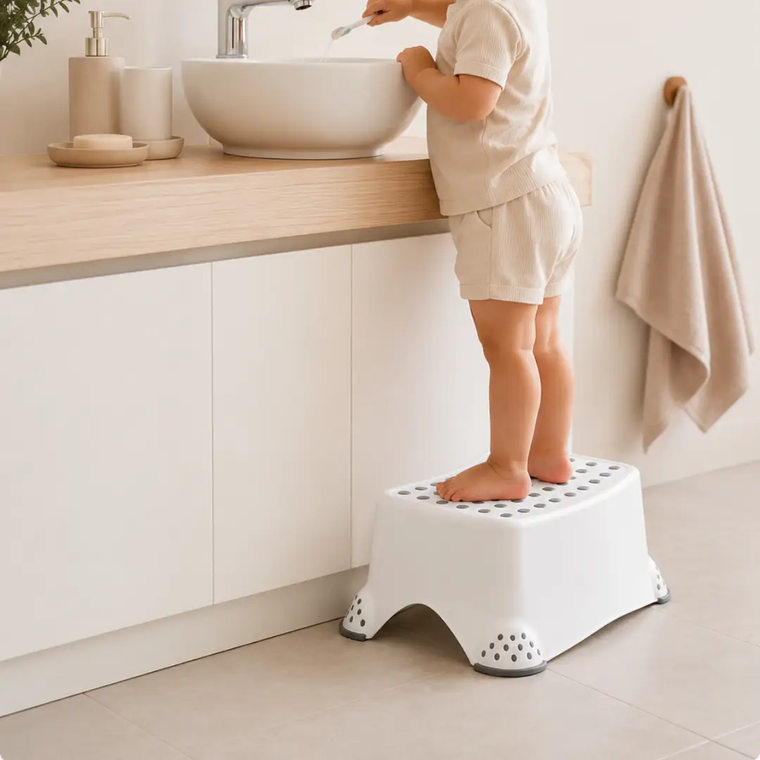 Kaydırmaz Çocuk Banyo Basamağı Çocuk Lavabo Basamağı Bebek Basamağı Beyaz