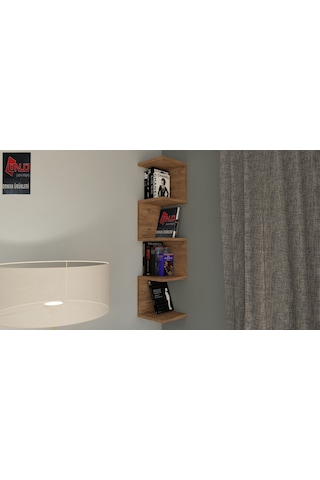 Mdf Zigzag Atlantik Çam Köşe Duvar Rafı / Kitaplık