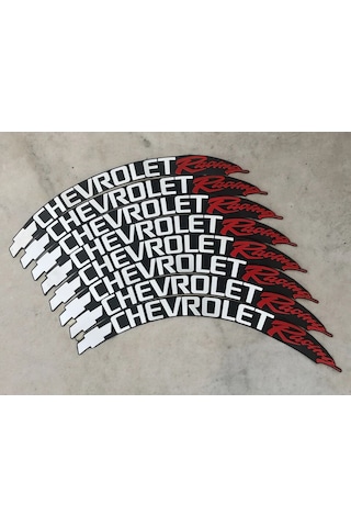 Chevrolet Racing Motorsiklet Ve Otomobil Araç Lastik Yazısı 3.5 Cm 8 Adet Yapıştırıcı Arma Sticker