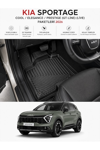 Kia Sportage 2026 Cool / Elegance / Prestige Gt-line Live Uyumlu 3d Oto Paspas Havuzlu