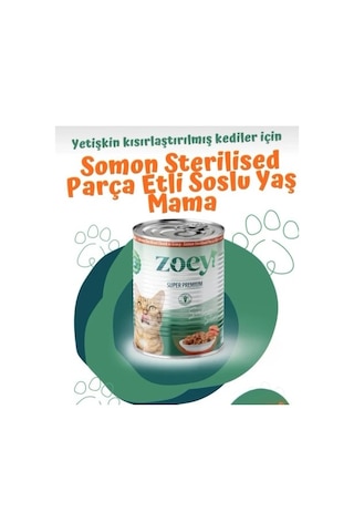 Zoey Somon Sterilised Kısırlaştırılmış Yetişkin Kedi Konserve Maması 12 x 400 G