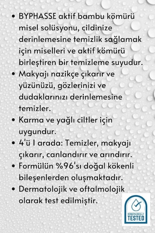 Byphasse Micellar Yüz Ve Makyaj Temizleyici Aktif Kömür Misel Su 500 ML