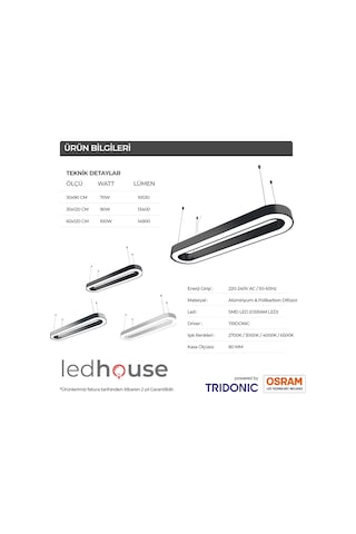 Modern Led Avize Dekoratif Linear Armatür Lineer (546804216)