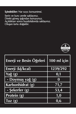 %100 Nar Ekşisi 330 Gr Cam