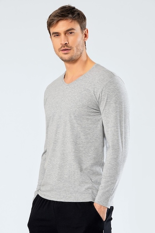 Cacharel Erkek V Yaka Uzun Kollu T-shirt 1334/gri