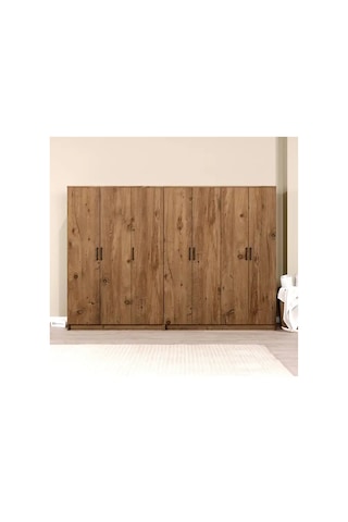 Kardelen Serisi Atlantik Çam 7 Kapaklı 10 Raflı 260 Cm Elbise Dolabı - Gardırop Seti Atlantik Çam