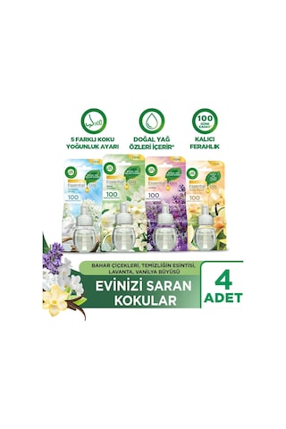 Air Wick Elektrikli Oda Kokusu Yedek Şişe 4 Lü Set 1 Bahar -1 Temizlik -1 Lavanta -1 Vanilya Karışık