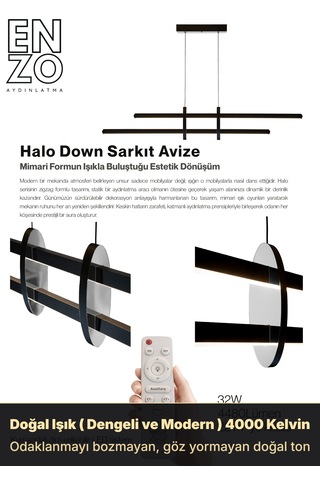 Halo Silver Lineer Led Sarkıt Avize Kumandalı Dim Edilebilir - Aşağı Işık Doğal Işık