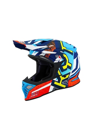 Kyt Skyhawk Kask Hyperflow Matt Lıght Blue / Red Çok Renkli