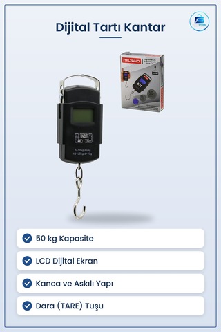 Dijital Tartı Kantar 50 Kg Taşınabilir Askılı Elektronik Bagaj Te