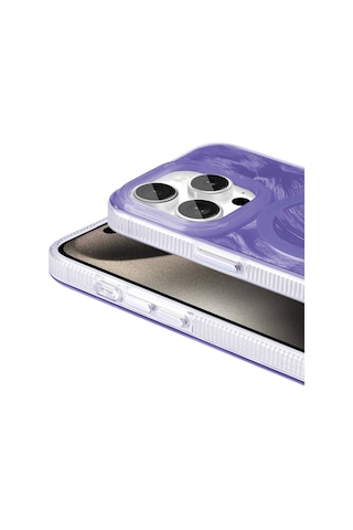 Nourthkiingdom Apple Uyumlu iPhone 15 Pro Max Kılıf Magsafe Şarj Özellikli Fırça Boya Desenli Nrtk Palet Kapak - Pembe Pembe