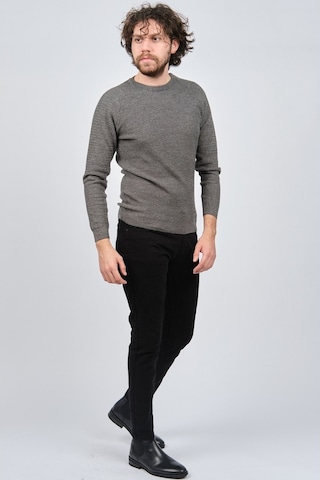 Çizgi Triko Erkek Bisiklet Yaka Slim Fit Kazak 42554259 Gri Gri