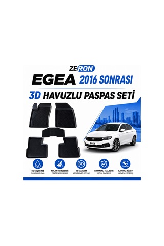 Zeron Fiat Egea 2019 Ve Sonrası 3d Havuzlu Paspas Seti Su Geçirmez Kaymaz 5 Parça