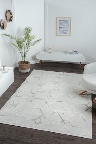 Mariesse Home Zen Koleksiyonu Bambu Dokulu Modern Sık Dokuma Halı - Salon Oturma Odası Halısı 0595a Gri