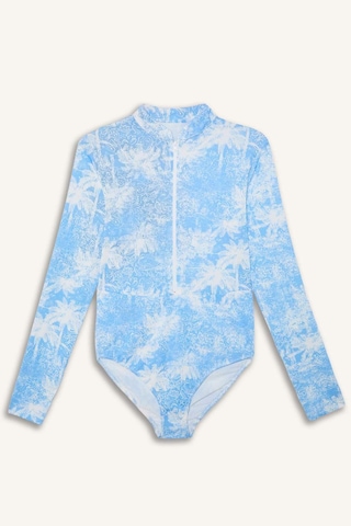 Defacto Regular Fıt Palmiye Desenli 4lü Burkini Mayo G7444ax26hsbe376 Mavi-be376