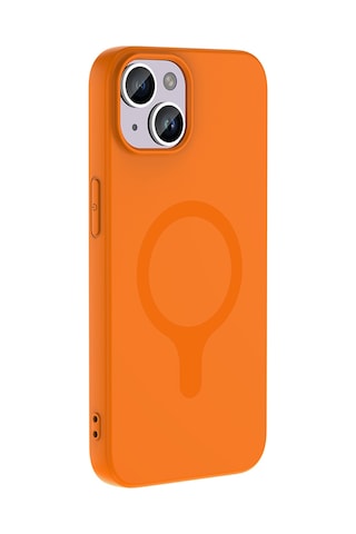 Apple iPhone Uyumlu 13 Kılıf M-safe Şarj Özellikli Zore Aris Silikon Kapak - Turuncu