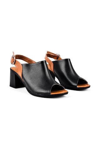 Papuç Sepeti 1709 Kadın 7 Cm Topuklu Ayakkabı Siyah