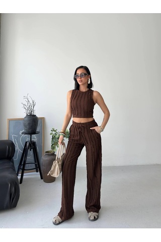 Modalima Kahverengi Halter Fitilli İkili Takımı Çok Renkli