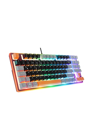 Acer Emachines Eak216 Rainbow Aydınlatmalı Tkl Oyuncu Klavyesi - Siyah Gri Turuncu Q Standart