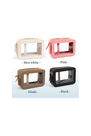 Sones Çift Katmanlı Pvc Su Geçirmez Seyahat Kozmetik Saklama Paketi Büyük Kapasiteli Islak Ve Kuru Ayırma Şeffaf Skylight Pu Çanta Gül Kırmızısı