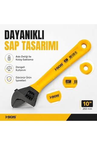 Sgs Kurbağacık Anahtar 10 İnç Ayarlı İngiliz Anahtarı