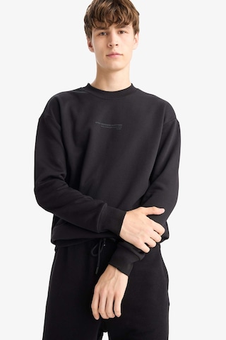 Defacto Boxy Fit Bisiklet Yaka Baskılı Sweatshirt X8282az25aubk81 Siyah