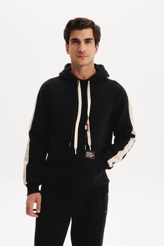 AR-MA Arma Erkek Kapüşonlu Sweatshirt Regular Fit, 3 İplik Şardonlu, Kanguru Cepli, Basic Örme K30254629002 Siyah