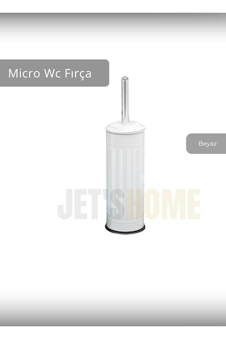 Jet's Home Paslanmaz Tuvalet Fırçası Mikro Wc Klozet Fırçası Beyaz Beyaz