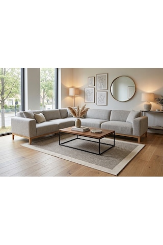 Sisal Halı- Hol Koridor Halısı- Kaymaz Taban- Yıkanabilir Kilim Halı Yolluk Gri - Krem