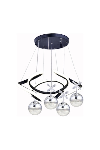 Nadya 4 Toplu Modern Sarkıt Avize ,siyah Sarkıt Power Led Avize, 3 Renk Yanabilen Led Avize,