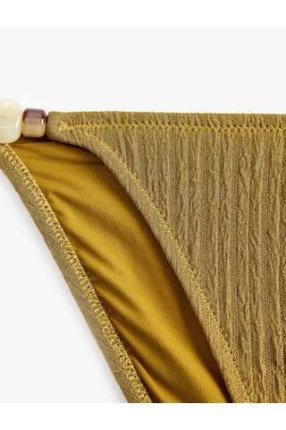 Koton Boncuk Detaylı Yanları Bağlamalı İpli Dokulu Mikro Bikini Altı Yeşil 6sak00164mm