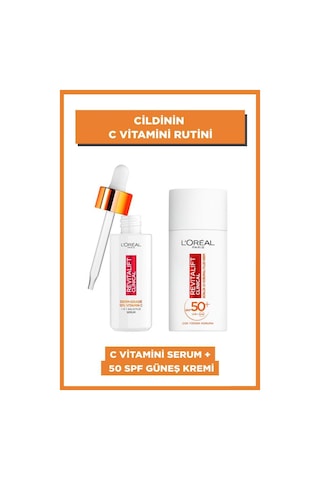L'Oréal Paris Revitalift Clinical %12 Saf C Vitamini Aydınlatıcı Serum & Spf 50+ Uv Korumalı Yüz Güneş Kremi 50ml pktrvtlftcvtuvkrm-9510