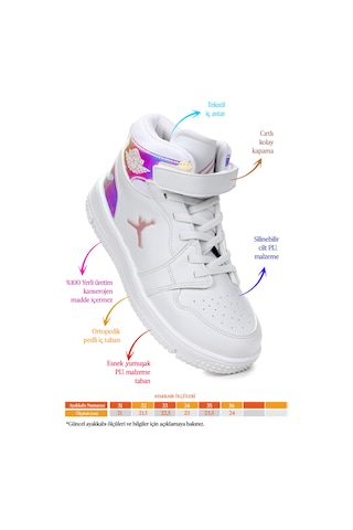 Hayka Hologram Cırtlı Kız Çocuk Spor Ayakkabı Beyaz