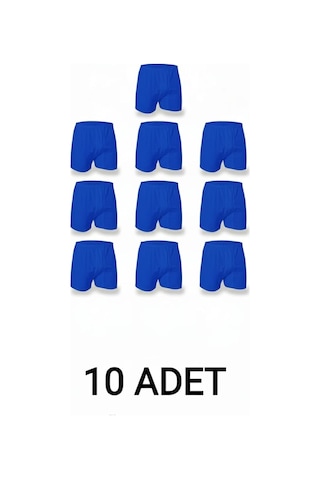 Enmodaiçgiyim 10 Adet Saks Mavi %100 Pamuk Rahat Kesim Erkek Paçalı Külot Boxer