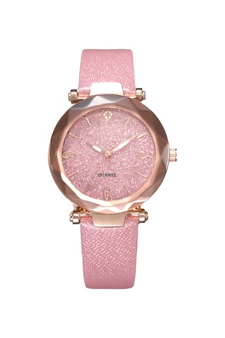 Samdoo Bayanlar İçin Pembe Deri Kordonlu Kuyruklu Yıldız Desenli Kol Saati - Zarfli Tasarım, Kuartz Hareket, Günlük Ve Parti İçin Uygun Diğer