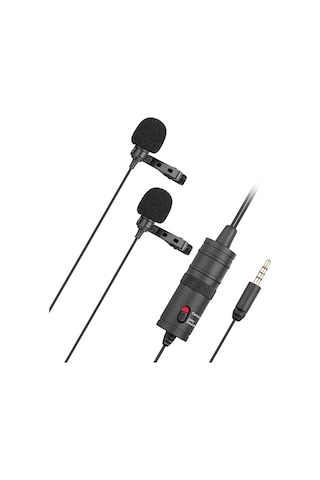 Çift Çok Yönlü Yaka Mikrofonu Yaka Clip-kondenser Mikrofon,siyah