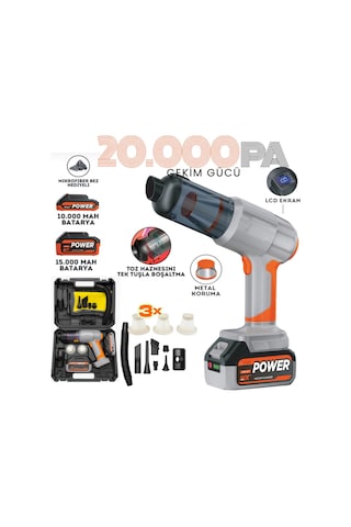 25,000mah Güçlü Emme+üfleme 20.000pa Yedek Batarya+filtre Argonomik Kullanışlı Araç İçi Süpürge