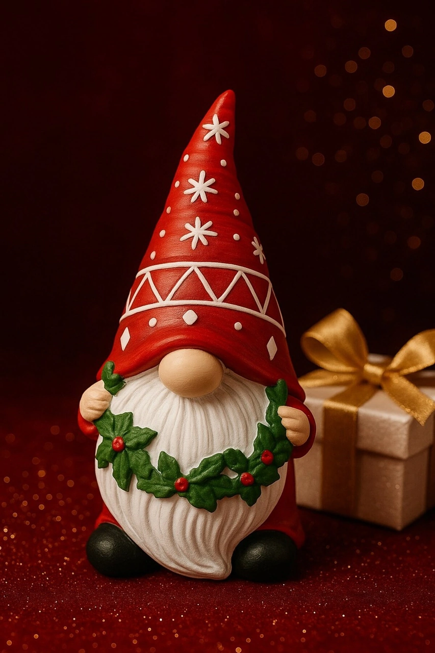 Sevimli Kırmızı Şapkalı Noel Cücesi Figürlü 2026 Yılbaşı Biblosu Objesi Masa Raf Süs Hediyesi 21 Cm Çok Renkli