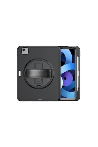 Apple İpad 2022 10.9 10.nesil Kılıf Hand Strap Tablet Kılıfı - Siyah Arka Kapak