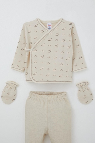 Breeze Erkek Bebek Hastane Çıkış 5 Li Desenli 0-3 Ay, Bej Bej