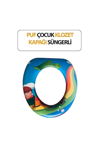 Çocuk Klozet Kapağı, Desenli, Yumuşak, Hijyenik, Yüksek Yoğunluklu Sünger Ve Suni Deri Beyaz